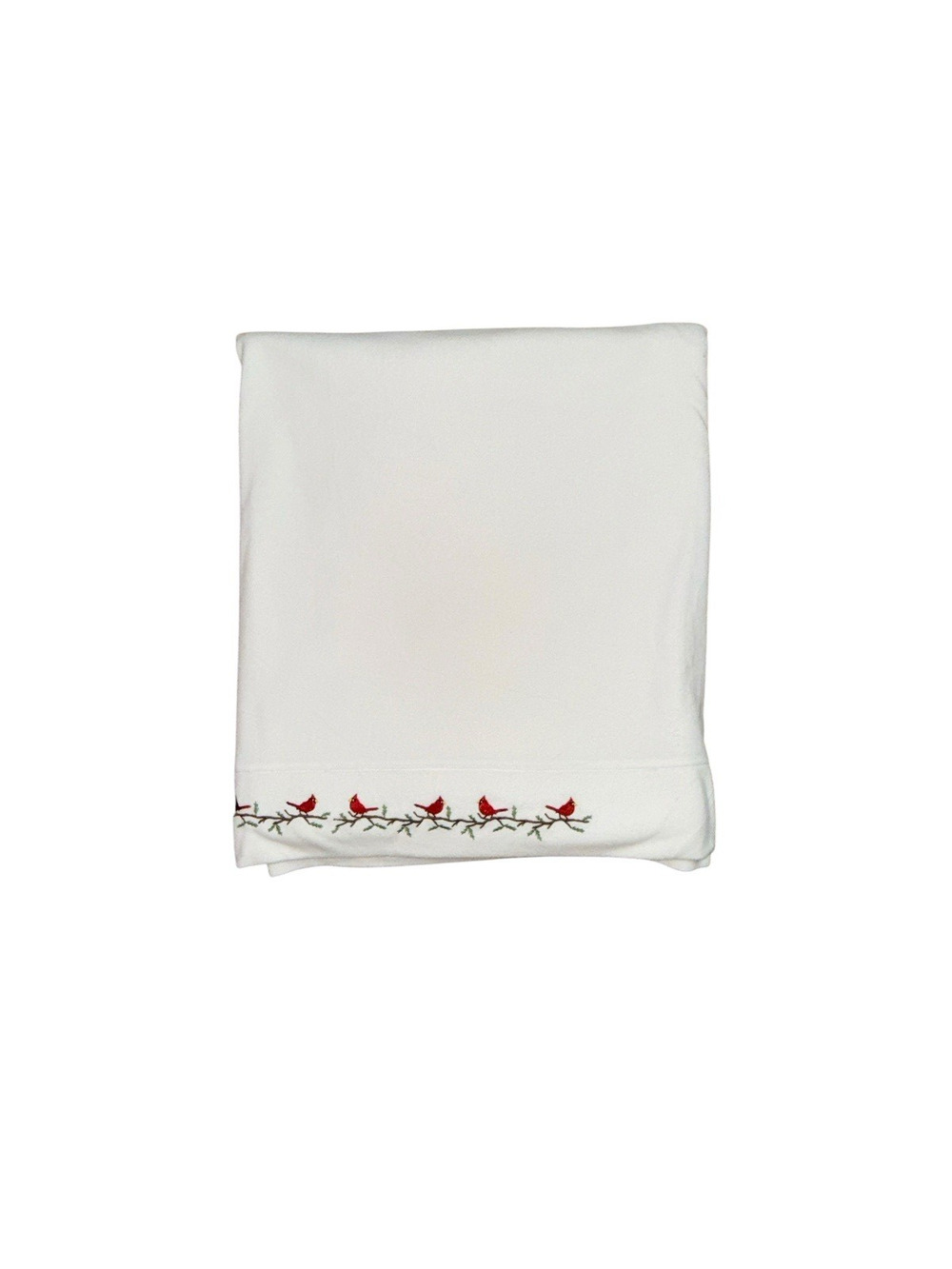 Polar Fleece Large Vintage Fleece Throw Blanket Quilt White Red Cardinal Holiday